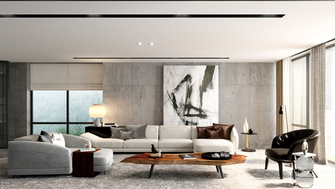 Natural stone surfaces in contemporary interior